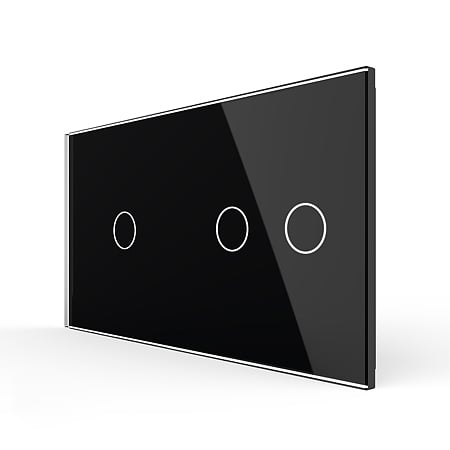 Panou intrerupator simplu + dublu Livolo VL-P701/02-4B, sticla securizata, negru