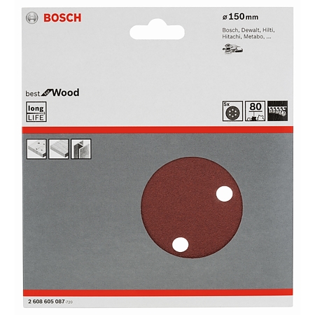 Foi abrazive Bosch, granulatie 80, 150 mm, 5 bucati