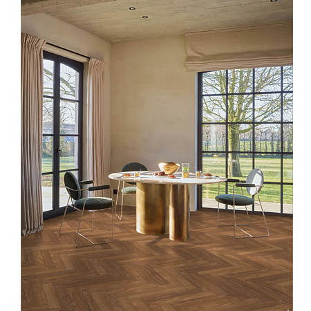 Parchet laminat 8 mm Berry Alloc Chateau + Teak Brown B7811, Herringbone B, clasa de trafic 33, OmniLoc A&B, 504 x 84 mm