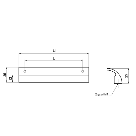 Maner aplicat FA6253 192 mm, aluminiu mat