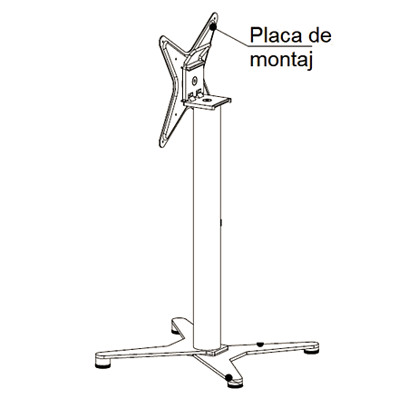 Placa de montaj pentru picior de masa rabatabila, metal, negru, 60 x 715 mm