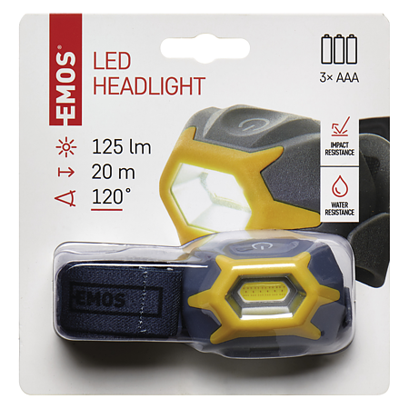 Lanterna frontala Emos COB LED, 20 m, 125 lm, 3× AAA