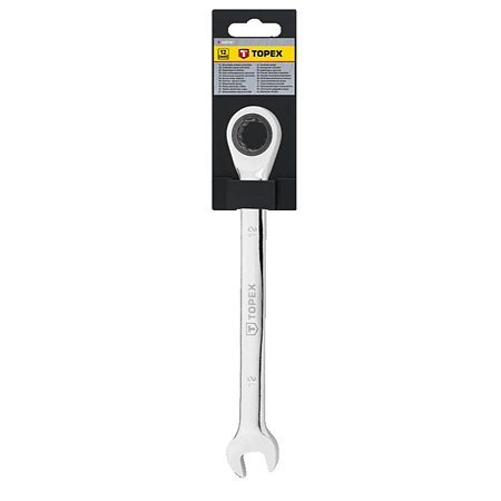Cheie combinata fixa-inelara cu clichet, Topex, 12 mm, 165 mm