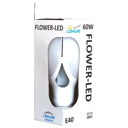 Bec LED Lohuis Flower, E40, 60 W, 6780 lm, lumina rece 6500K