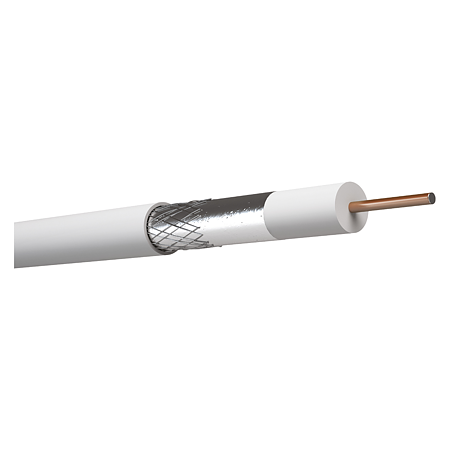 Cablu coaxial Emos CB130, 1 conductor, diametru 1.02 mm, alb, 100 m/colac