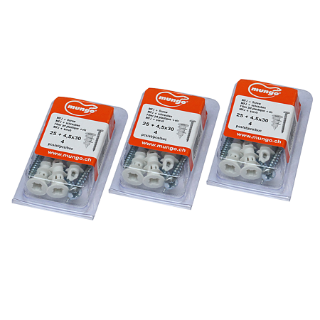 Diblu MFJ, nylon, L: 25 mm, cu surub 4,5 x 30 mm, 4 BUC