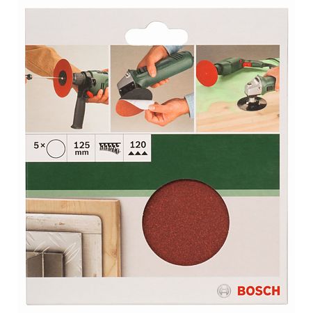 Foi abrazive Bosch, granulatie 120, 125 mm, 5 bucati, pentru polizor unghiular