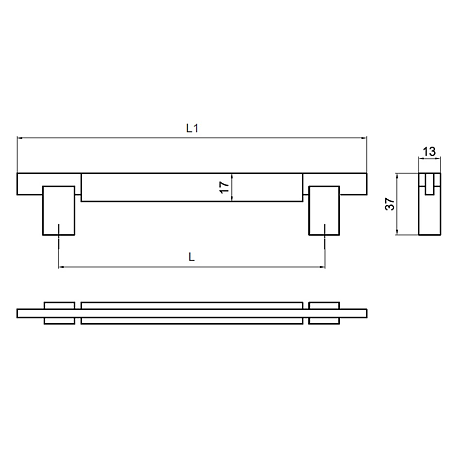 Maner din aluminiu cu terminatii FA6352 160 mm, crom/crom mat