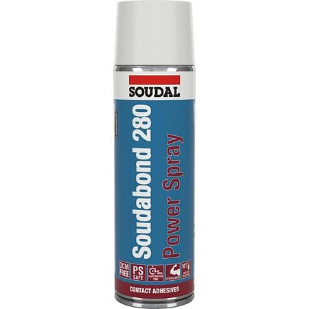 Adeziv de contact suprafete multiple Soudal Soudabond 280 Power Spray, interior/exterior, transparent, 500 ml