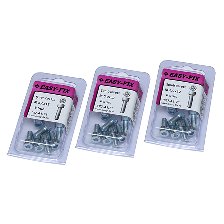 Surub cu cap cilindric, otel zincat, M5 x 12 mm, 8 BUC