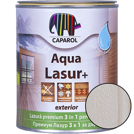 Lazura pentru lemn de exterior Caparol Aqua Lasur +, alb, 0,75 l