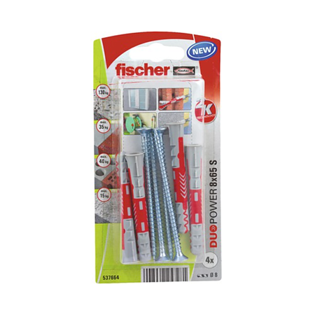 Diblu Fischer Duopower, nylon, 8 x 65 mm, 4 bucati