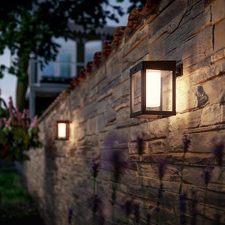 Aplica exterior Philips Camill, LED,cu senzor,  1.4 W, plastic, patrat, negru
