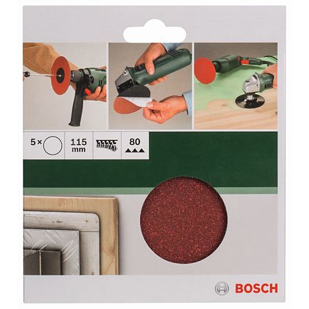 Foi abrazive Bosch, granulatie 80, 115 mm, 5 bucati, pentru polizor unghiular