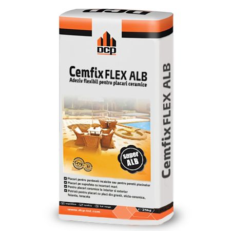 Adeziv flexibil pentru piatra naturala si placari ceramice, Cemfix Flex alb, 25 kg