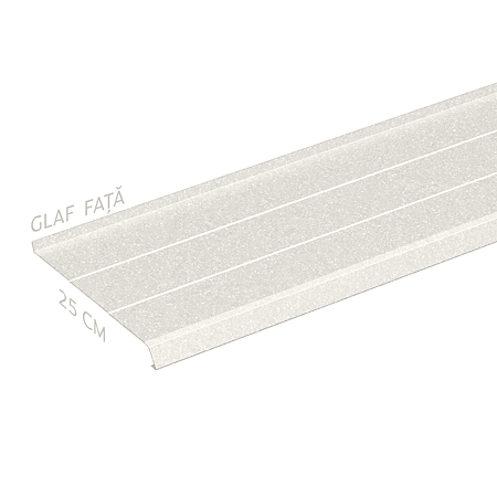 Glaf metalic exterior Caretta Briliant Z250, otel, alb, RAL 9002, 1500 x 250 mm