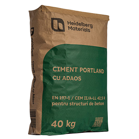 Ciment Portland Heidelberg Materials CEM II/A-LL 42.5R, gri, 40 kg