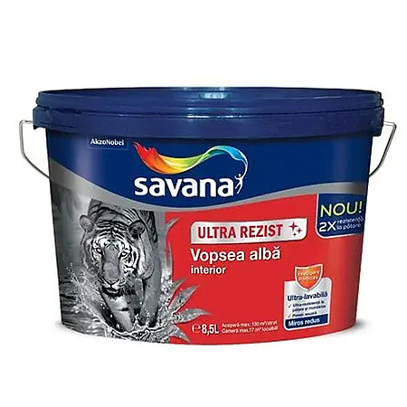 Vopsea superlavabila interior, Savana cu Teflon, alba, 8.5 L