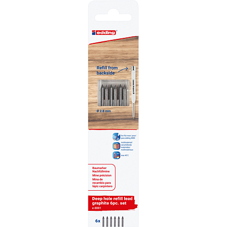 Rezerve pentru creion mecanic Edding 8881, 2.8 mm, 6 buc/set
