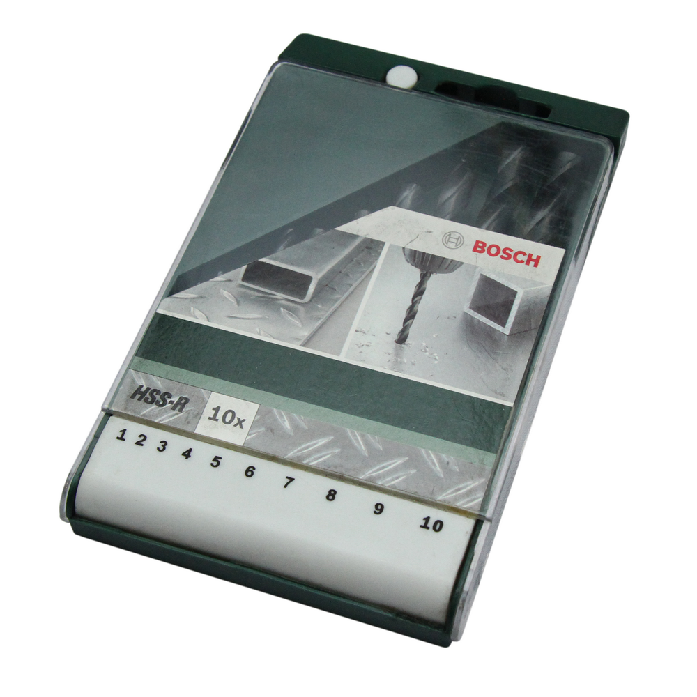 Set 10 burghie Bosch HSS-R DIN 338, mandrina standard, pentru metal, 1-10 mm 1-10