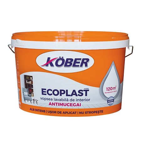 Vopsea lavabila interior Kober Ecoplast, alb, 8.5 l