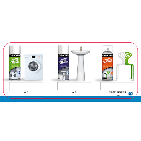 Vopsea spray direct pe electrocasnice Oskar, alb, mat, interior, 400 ml Vopsea spray direct pe electrocasnice Oskar, alb, mat, interior, 400 ml