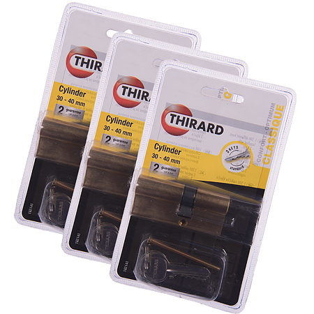 Cilindru de siguranta cu 5 pini, Thirard SA Series, alama, 30 x 40 mm, 3 chei