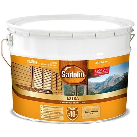 Lazura pentru lemn Sadolin Extra, exterior, stejar deschis, 10 l