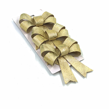 Set 3 funde catifea lucioase decorative de Craciun, auriu, 10 cm