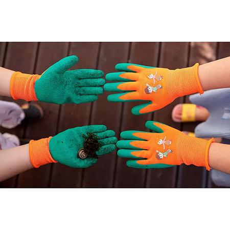 Manusi protective copii Neo Tools, latex, portocaliu/verde, marimea 3