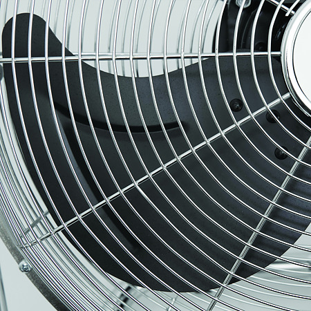 Ventilator de podea Home, 90W, 3 trepte, metal, crom, 53 x 51 x 20 cm