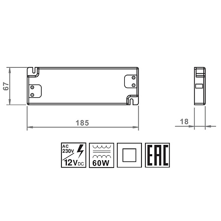 Set transformator cu cabluri si 3 conectori, 60 W