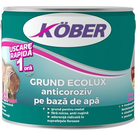 Grund Anticoroziv Kober Ecolux, pe baza de apa, gri, 2.5 l