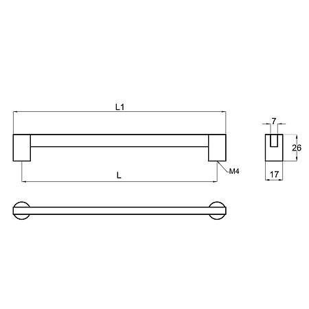 Maner din aluminiu cu terminatii FA26179 96 mm, crom/crom mat