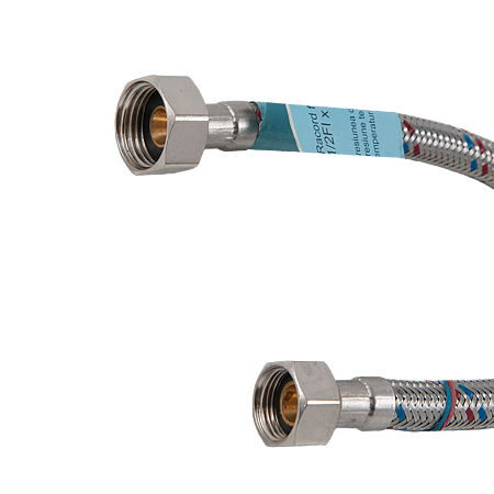 Racord, cauciuc + inox, crom, 1/2 x 3/8 inch, 300 mm