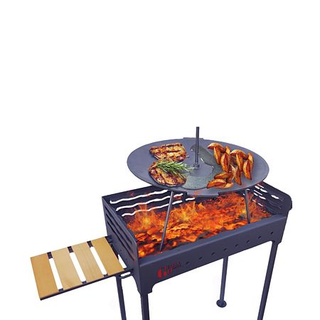 Disc pentru gratar fonta Miklos Steel, 3 picioare din otel, tija sustinere, 52 cm diametru