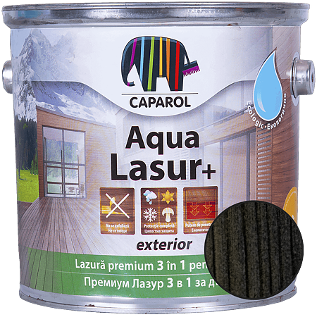 Lazura pentru lemn de exterior Caparol Aqua Lasur +, abanos, 2,5 l