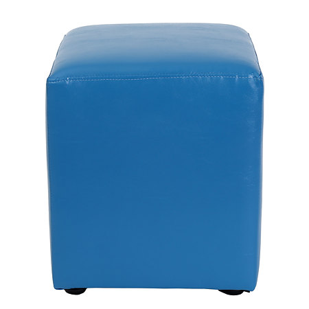 Taburet Cube, tapiterie piele ecologica, albastru IP 21898, 45x37x37 cm