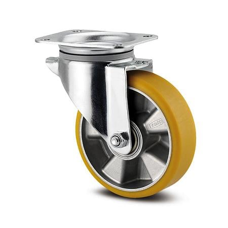 Rola pivotanta cu placa, poliuretan, 200 x 50 mm, 350 kg
