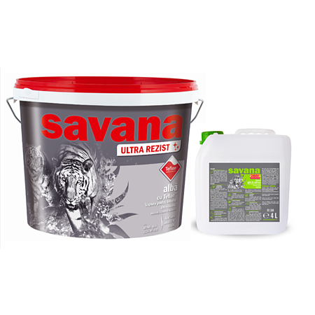Vopsea ultra-lavabila interior Savana Ultra Rezist, alb, 15 l + amorsa 4 l
