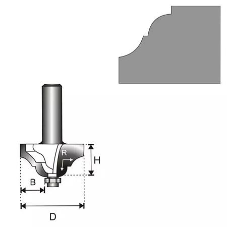 Freza lemn Dedra, otel, 2 lame tungsten, prindere standard, 8 x 34.9 mm