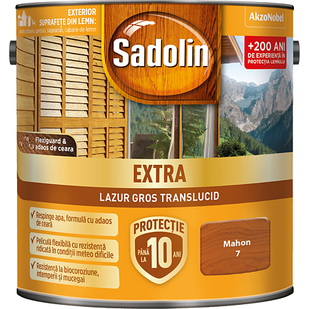 Lazura pentru lemn, Sadolin Extra, mahon, exterior, 2.5 l