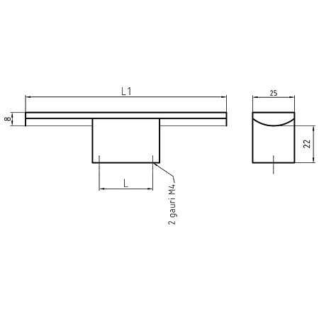 Maner AA356 150 mm, aluminiu mat