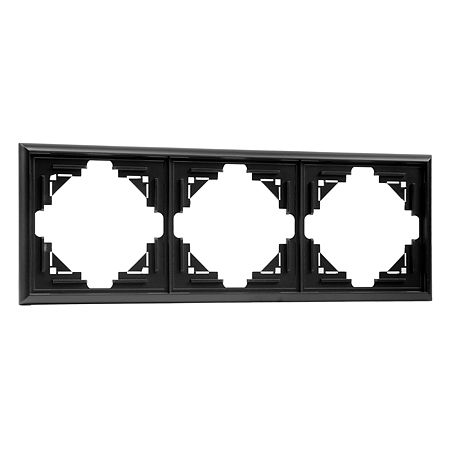 Rama de aparataj Luna, 3 module, PVC, negru