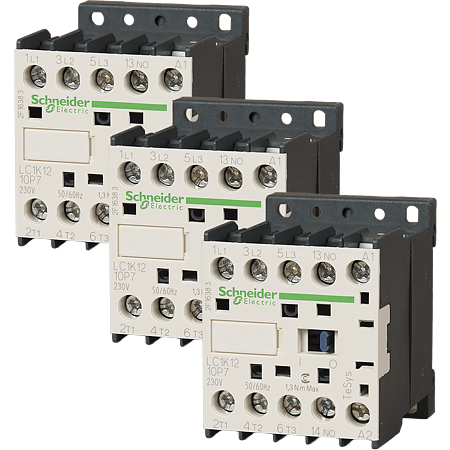Contactor TeSys K, Schneider LC1K1210P7, 3P 12A, AC-3 440V - aux 1NO - 230V