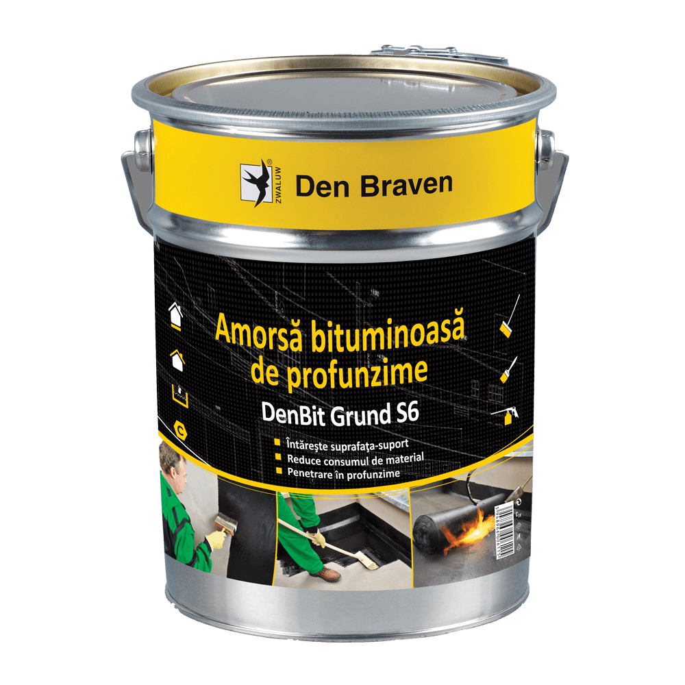 Amorsa bituminoasa, Den Braven Bit Grund S6, neagra, 4,5 kg