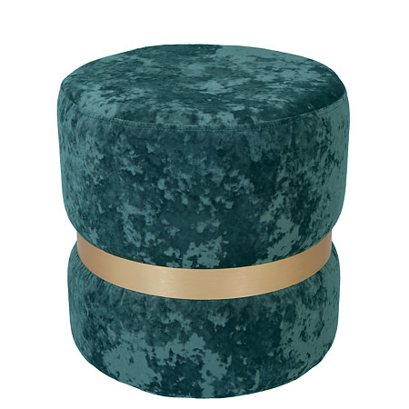 Taburet Ring, inel auriu, catifea turcoaz E22, rotund, 38 x 38 x 40 cm