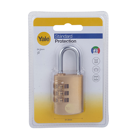 Lacat din alama Yale Standard Protection, 30mm, cu cifru Lacat din alama Yale Standard Protection, 30mm, cu cifru
