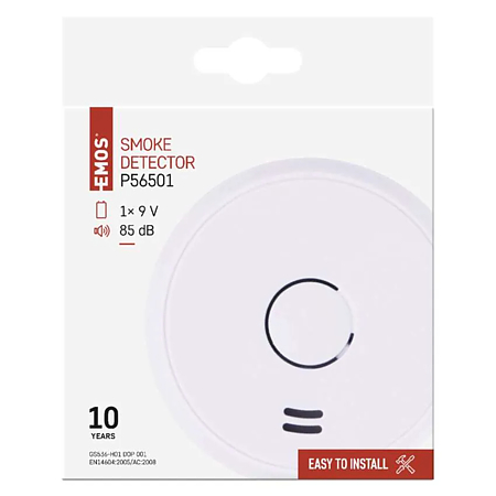 Senzor de fum Emos GS536-H01, cu fir, 9 V, 85 dB