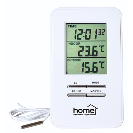 Termometru cu fir, Somogyi HC12, interior-exterior, ecran LCD, ceas
